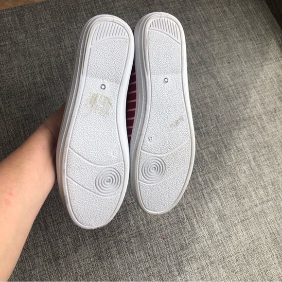 Red and white striped loafer slip on canvas sneakers - Picture 6 of 8